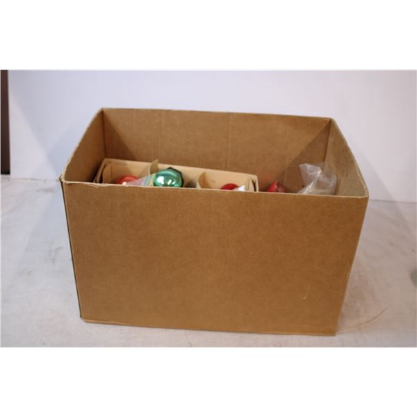 Box of vintage christmas decorations
