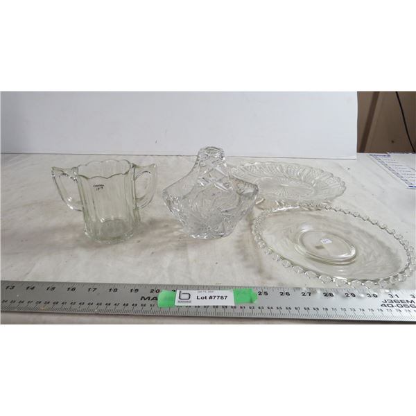 vintage clear glass (2 are etched)