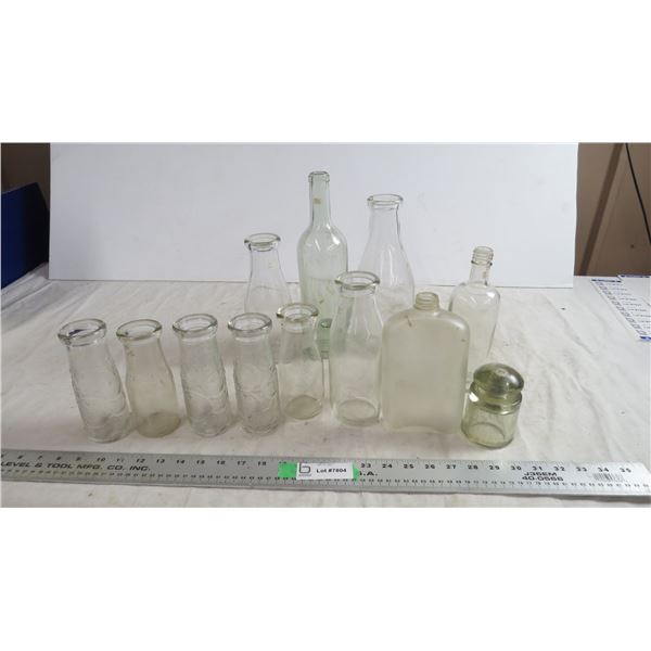 orange juice bottles, milk bottles, other bottles