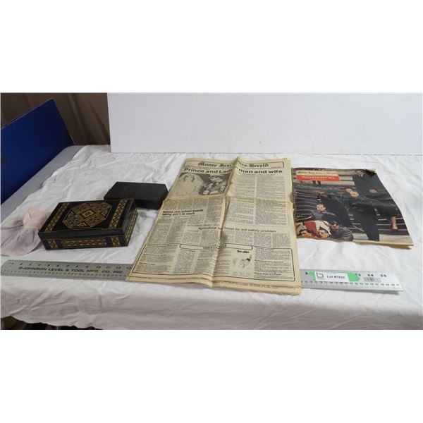 Moose Jaw Time Herald, 1965,81, decorative storage box, misc