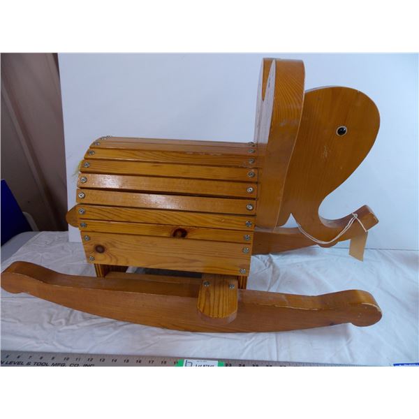 Wooden Childrens rocking elephant - 31" long, 20" tall, 14" wide