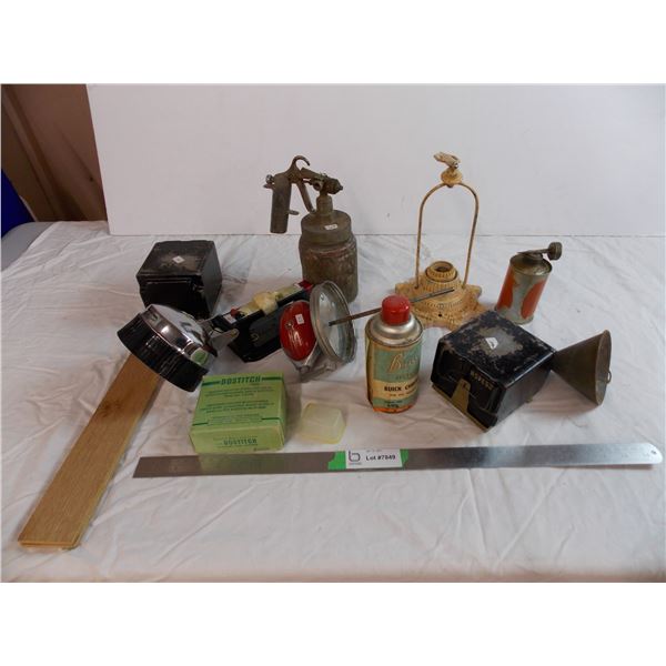 vintage items, torch and wall lamp