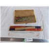 The original slide ruler (in box) + vintage mathematics tools