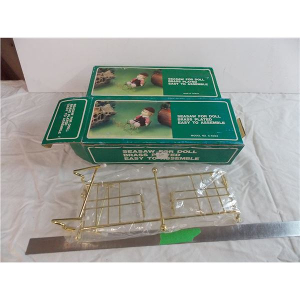 (2) seasaw for dolls - brass plated display stands