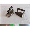 (2) vintage irons, one electric
