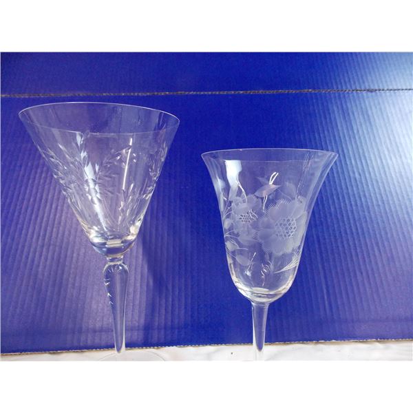 Etched glass drinking cups