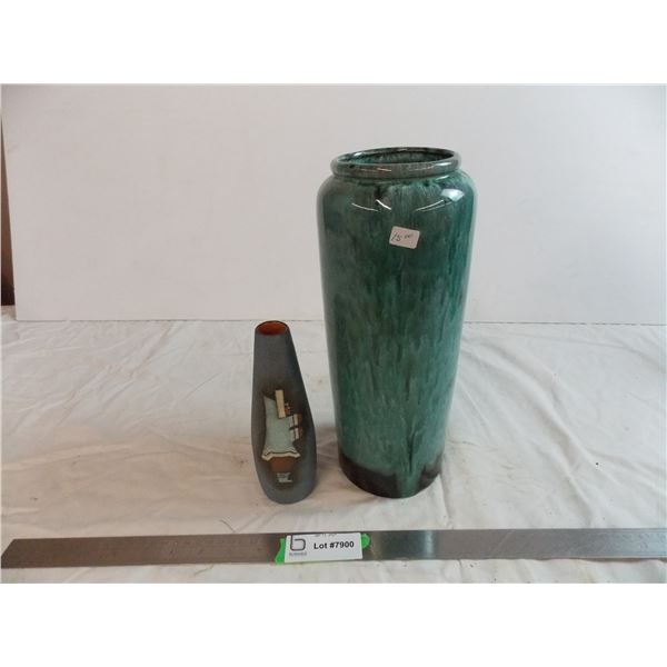 Evangeline Blue Pottery Vase + L&M Canada inuit vase