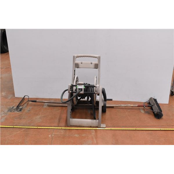 Garden Hose Roller, Shop Broom & Rake