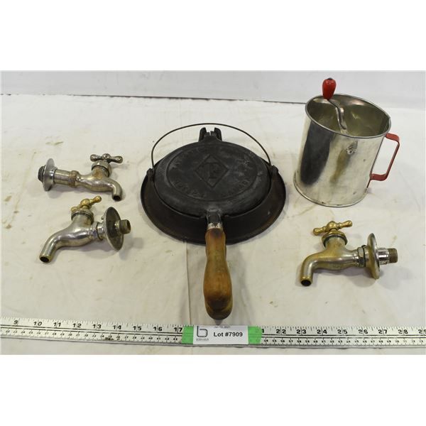 Cast Iron Waffle Maker, Faucets & Sieve