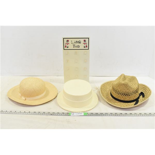 Styrofoam Hat, Weaved Hats & Display Stand