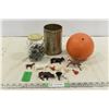 Broomball, Marbles (in broken jar) & Ornamental Farm Animals