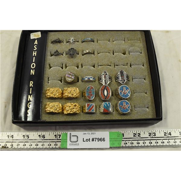 Box of Assorted Rings – Free Mason, Animals, Gold Nugget Styles