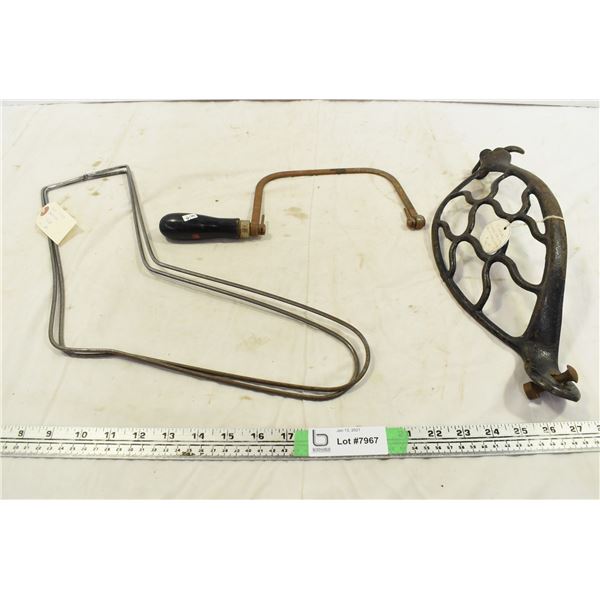 Singer Sewing Machine Drive Wheel Cover, Wire Sock Stretchers, Saw Handle