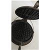 Image 6 : vintage cast iron stove top waffle iron - with base