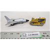 Image 1 : Schuco wind-up plane (no key) made in West Germany + metal caterpillar diesel cat (no tracks)