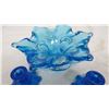 Image 2 : Blue Glass bowl + 2 candle holders
