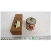 Image 1 : Brier tobacco tin + wood wiskey bottle case