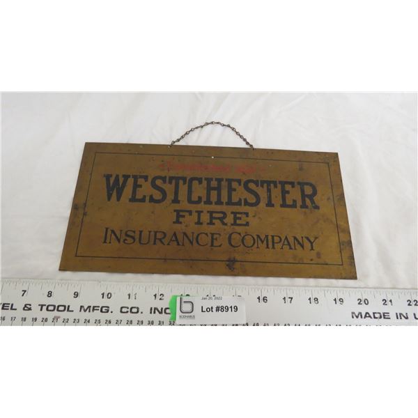 Hanging Brass Plate - Metal Westchester Fire Insurance Company Sign - 6 ...