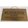 Image 2 : Hanging Brass Plate - Metal Westchester Fire Insurance Company Sign - 6"x11