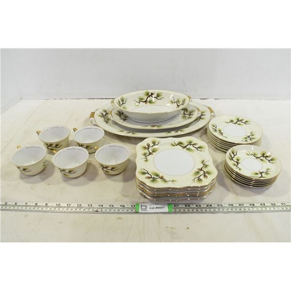 Narumi Japan 6 Piece Dinner Set Shasta Pine 1958 - Missing 1 Cup