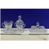 Image 1 : Crystal Glass Butter Dish + Cream & Sugar dishes - like new