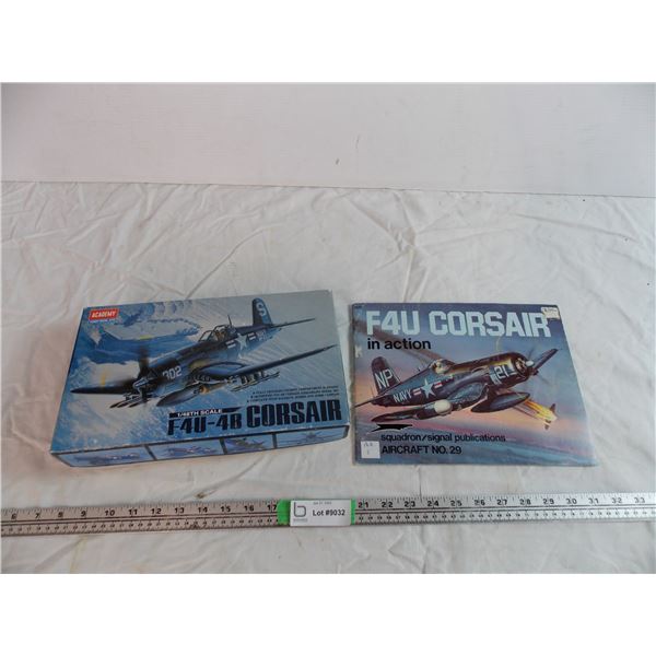 F4U-4B Fighter Jet model kit (appears complete) + F4U Booklet