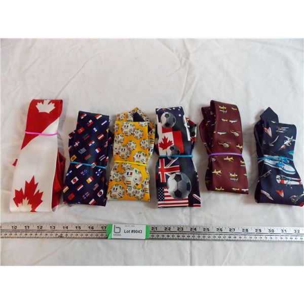 (6) Silk Ties - 2 aircraft, 2 soccer, 2 flags