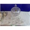 Image 2 : NEW Annahutte Crystal Glass Punch Bowl (Cut/Frosted) with box of 6 matching cups - never used - 9" d