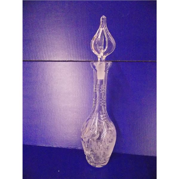 NEW Crystal Decanter - never used - 15" tall with the stopper - 24% Lead Crystal Hand Cut Made in W.