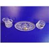 Image 2 : Etched Crystal - NEW Annahutte Cream + Sugar Dish Set Glass - W. Germany 24% Lead Crystal Hand Cut