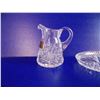 Image 3 : Etched Crystal - NEW Annahutte Cream + Sugar Dish Set Glass - W. Germany 24% Lead Crystal Hand Cut