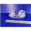 Image 5 : Etched Crystal - NEW Annahutte Cream + Sugar Dish Set Glass - W. Germany 24% Lead Crystal Hand Cut