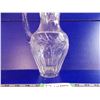 Image 2 : Thick Crystall Glass Pitcher - 10" Tall - cut + frosted glass - 24% Lead Crystal Hand Cut Made in W.