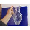 Image 4 : Thick Crystall Glass Pitcher - 10" Tall - cut + frosted glass - 24% Lead Crystal Hand Cut Made in W.