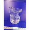 Image 5 : Thick Crystall Glass Pitcher - 10" Tall - cut + frosted glass - 24% Lead Crystal Hand Cut Made in W.