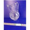 Image 6 : Thick Crystall Glass Pitcher - 10" Tall - cut + frosted glass - 24% Lead Crystal Hand Cut Made in W.