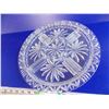 Image 2 : Cut Glass Divided Serving Platter - center dipper with 4 sections - 13" diameter