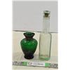 Image 1 : Glass Bottle w/ Cork Lid & Green Jar