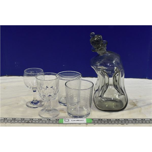 Decanter & Misc. Cups