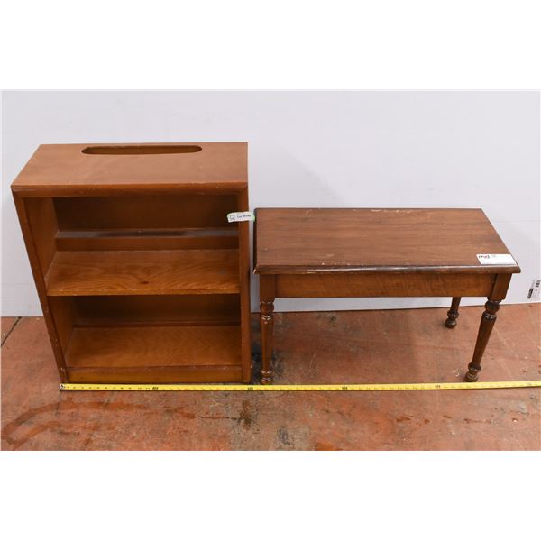 *Opening shoebox mini table (30x14x19tall)+ small 2-tier shelf