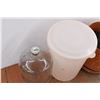 Image 3 : *Two Glass 5gal bottles, plastic bottle, large flower planter