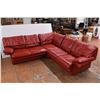 Image 1 : *Red Leather? 3-piece sectional - back cushions zipper off, front cushions unvelco off as well for e