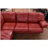 Image 3 : *Red Leather? 3-piece sectional - back cushions zipper off, front cushions unvelco off as well for e