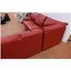 Image 4 : *Red Leather? 3-piece sectional - back cushions zipper off, front cushions unvelco off as well for e
