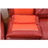 Image 6 : *Red Leather? 3-piece sectional - back cushions zipper off, front cushions unvelco off as well for e