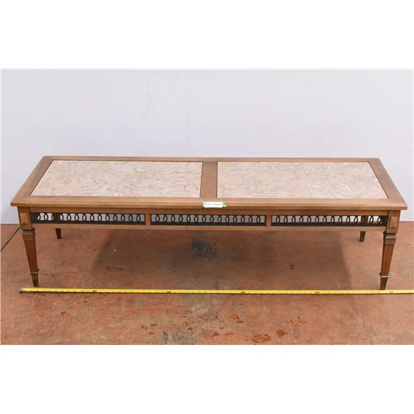 *Ornlate looking coffee table with stone inserts - 5ft long, 20" deep, 16" tall