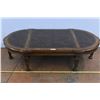 Image 1 : *6-footed vintage coffee table with (leather/vinyl?) top - 54"L x 35"W x 17"H