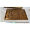 Image 2 : wooden carved picture - 13.75x22 + other picture