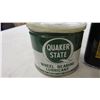 Image 2 : Quaker State wheel bearing grease tin with contents + vintage bottles