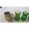 Image 2 : green glass vases + ceramic pitchers